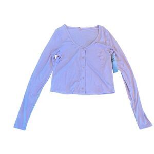 MonoB Women's Button-Up Long Sleeve Top Pink Size S Casual